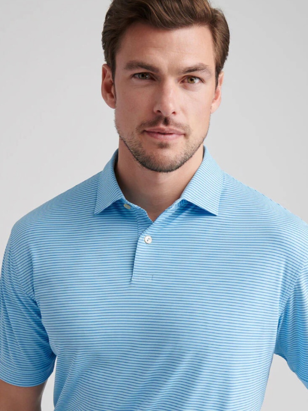 Peter Millar Men's Large Seaport Featherweight Stripe Performance Polo MSRP $108